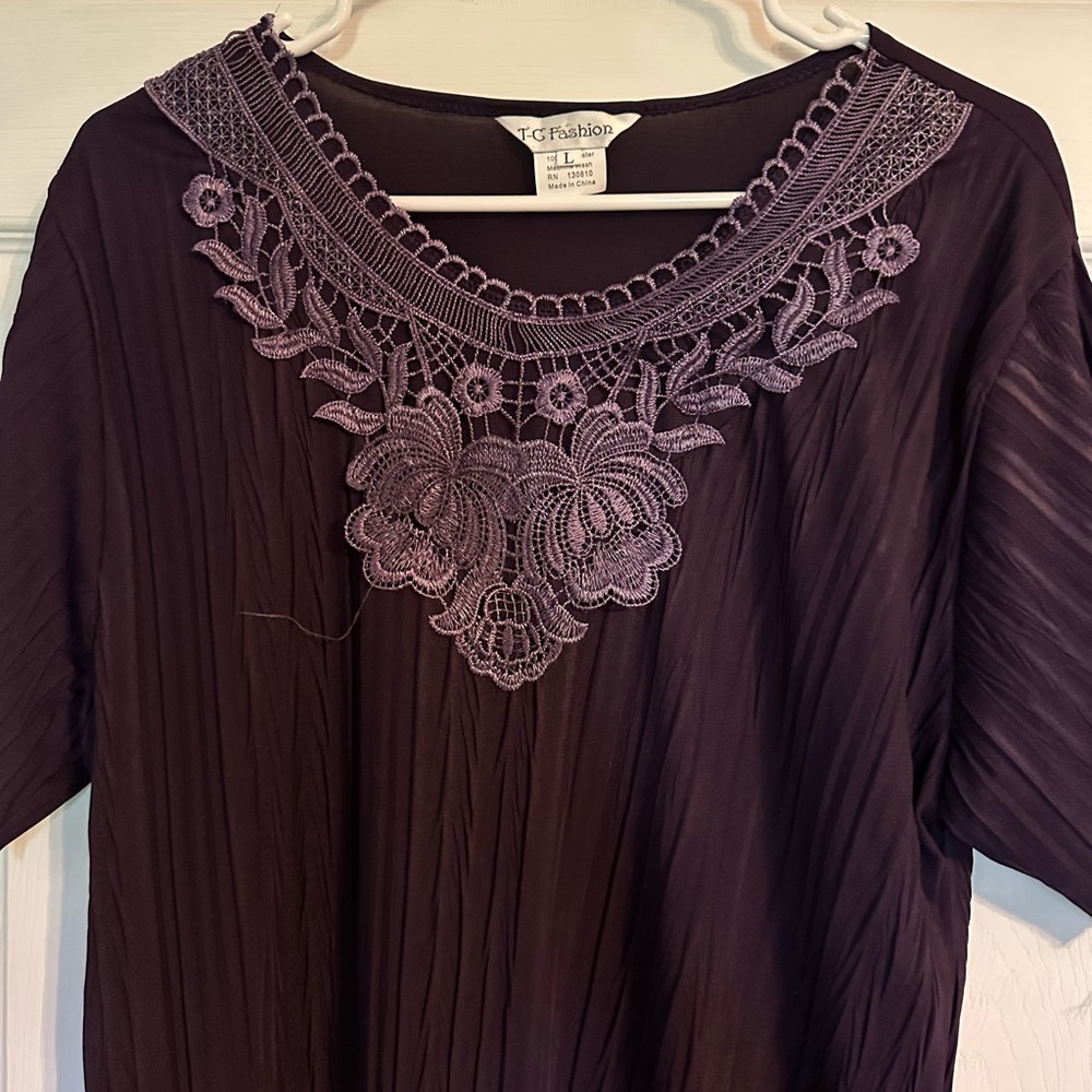 Purple Ribbed Embellished Pantsuit